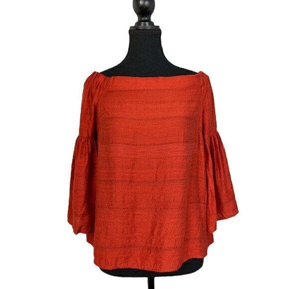 1. State Revolve Womens Red Off The Shoulder Bell Sleeve Blouse Size XS - Picture 3 of 9